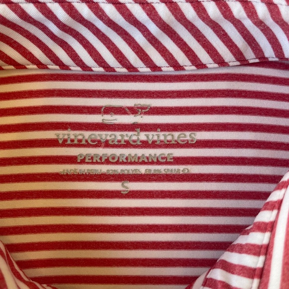 Vineyards Vines Performance Red & White Striped Polo Golf Sport Shirt Small - Picture 4 of 7